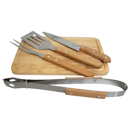 061077 Комплект за барбекю,дъска с 4 прибора в калъф