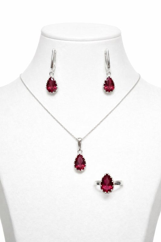 K 2949 / 491 Сребърни бижута с камък рубин. Сребро с рубин