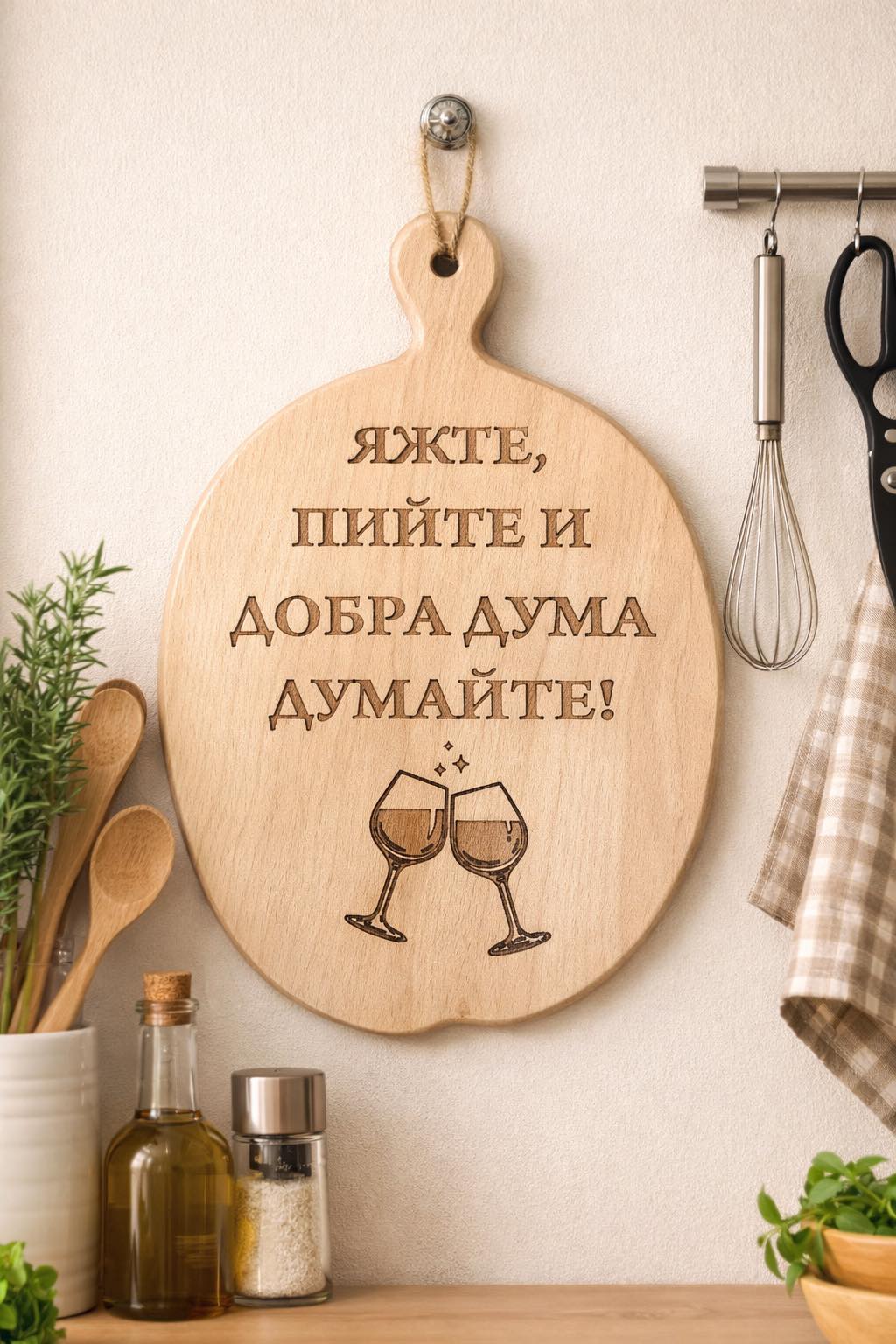 241090: Дървена дъска Яжте,пийте и добра дума....