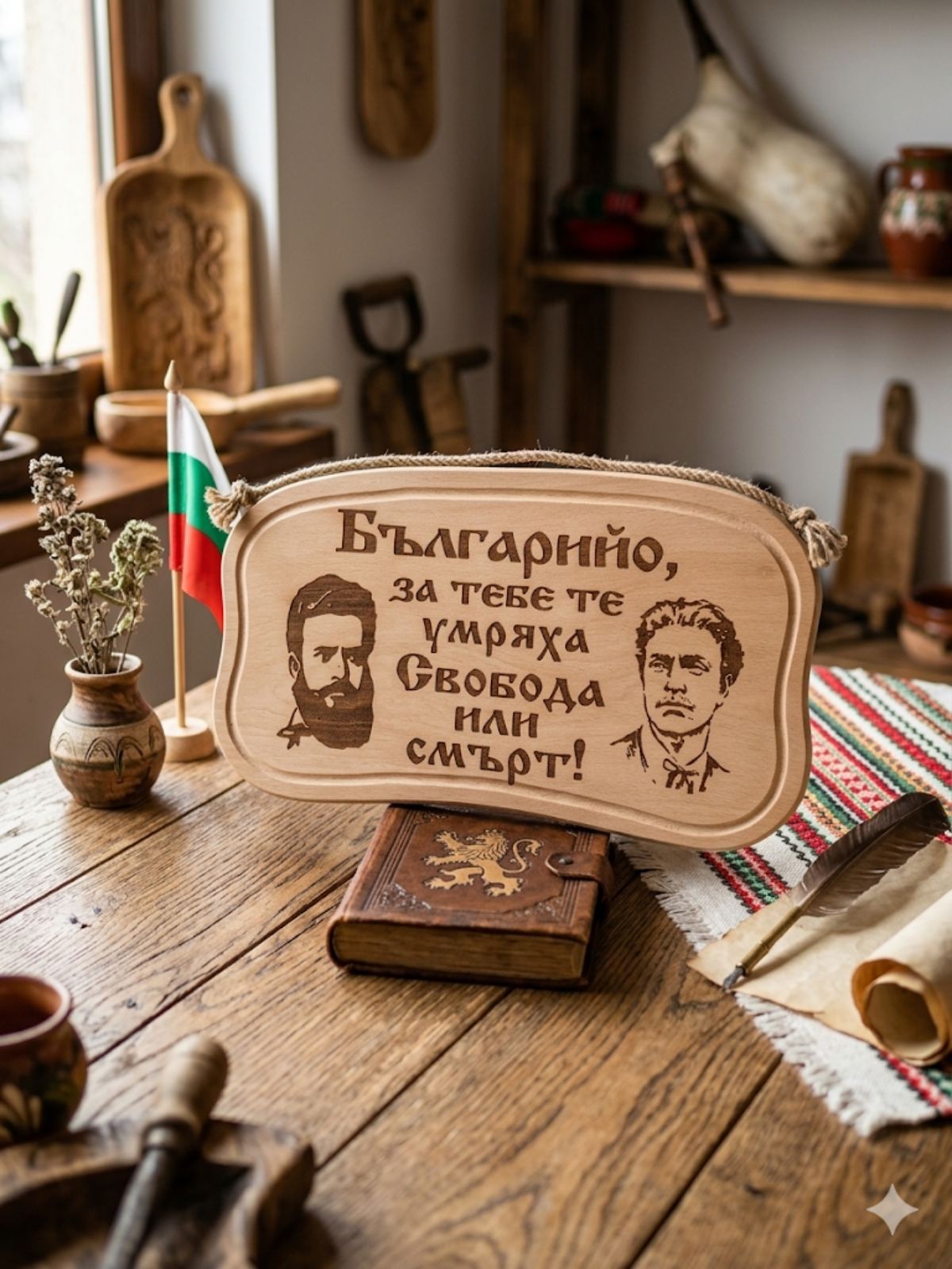 241046Г Дървена табела. Българийо за тебе те умряха.....