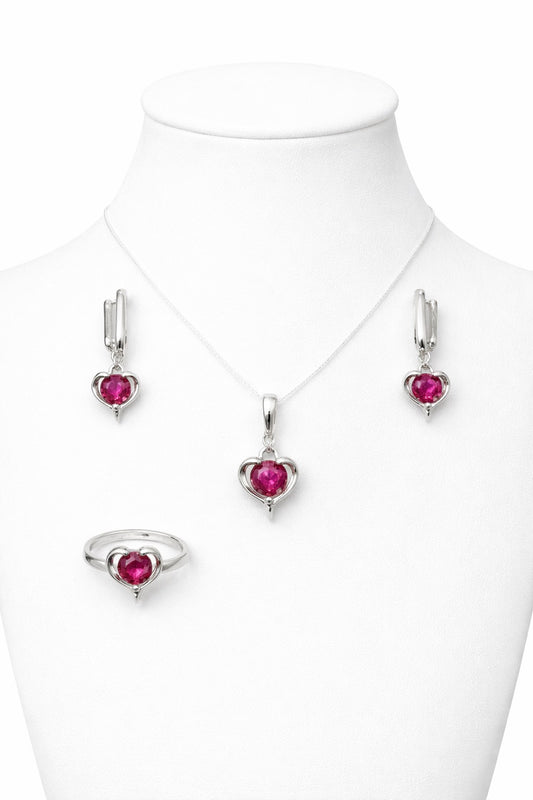 K 2345 / 491 Сребърни бижута с камък рубин. Сребро и рубин