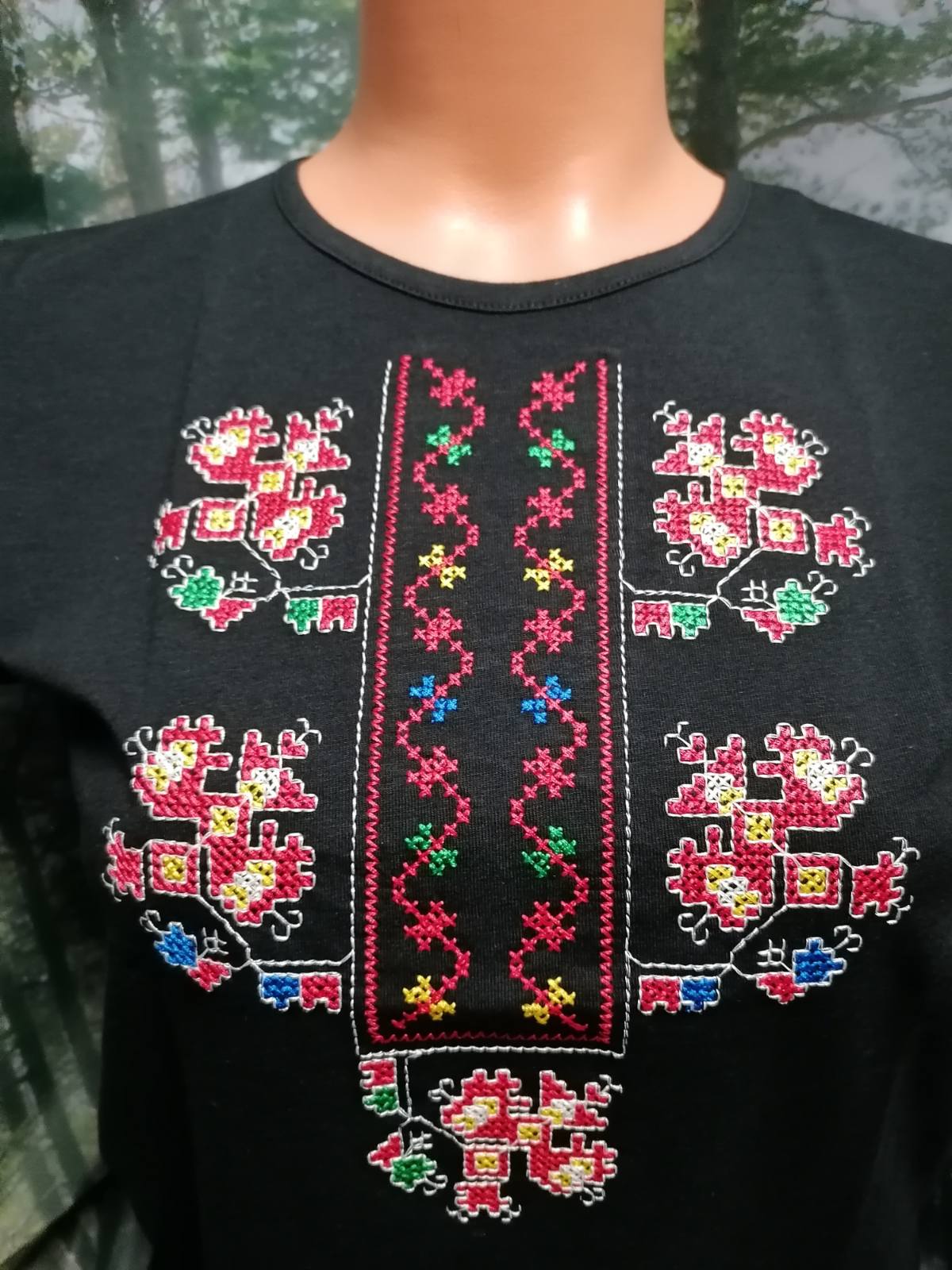 Women's black t-shirt with Gabrovi embroidery - embroidered