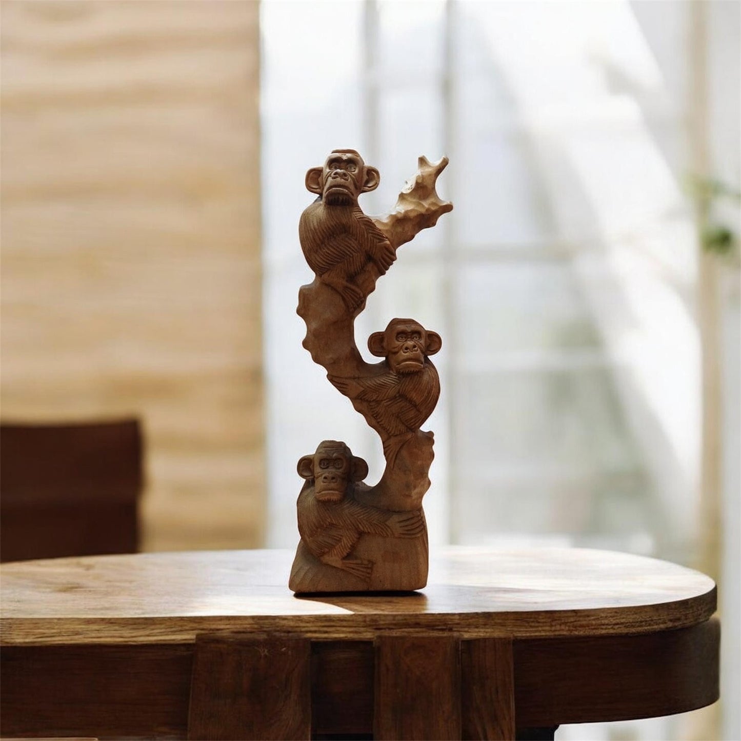 1990 Дървена статуетка тройка маймуни