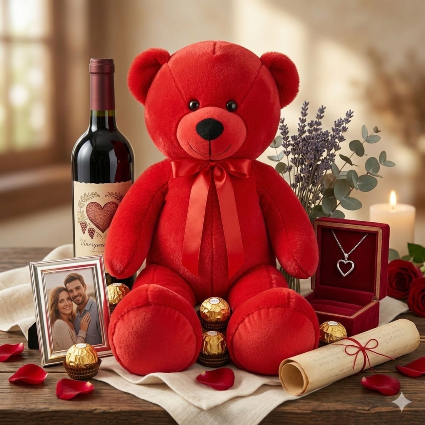 090145 Мече - Червено, плюшено