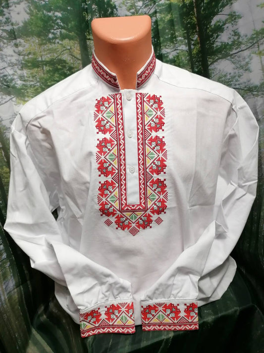 2617  Бяла мъжка бродирана риза