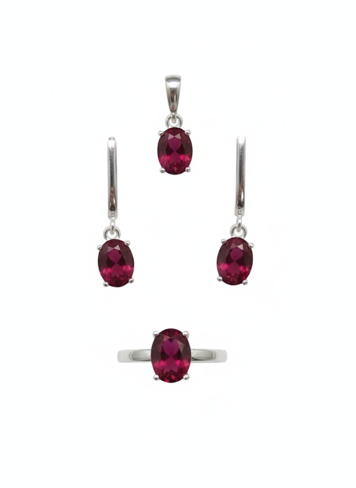 K 2367/ 491 Сребърни бижута с камък рубин. Сребро и рубин