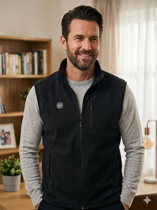 1010 Мъжки елек  – черен, поларен с яка и стилна визия