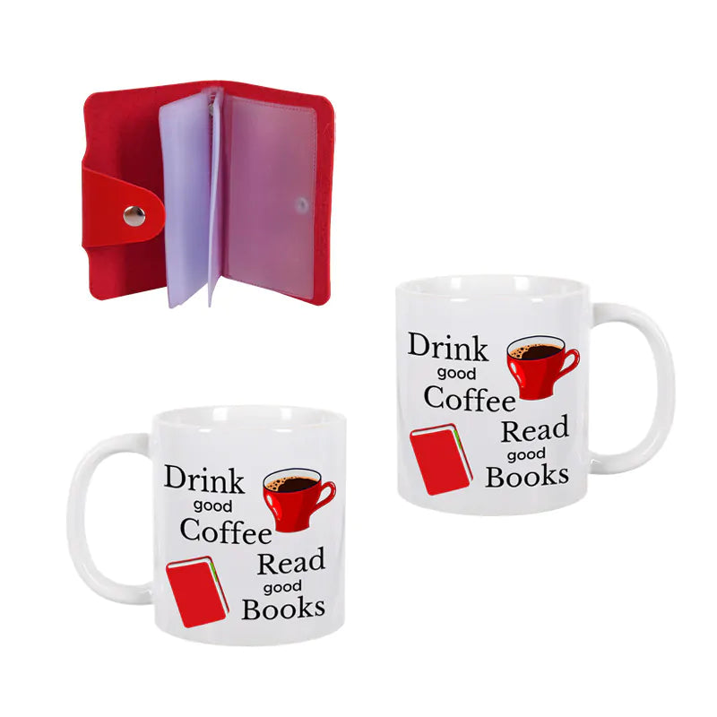 102198 : Подаръчен комплект "Drink coffee read books" с чаша и органайзер за документи