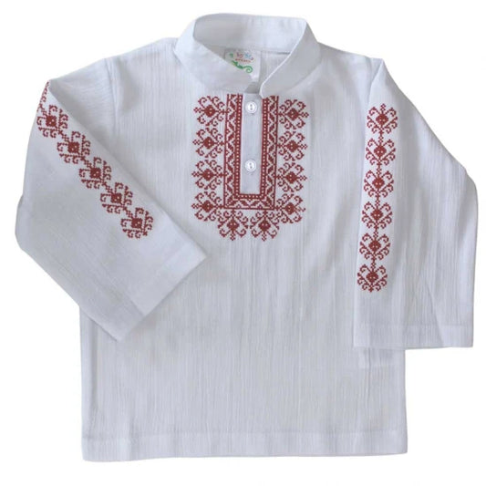 5027 Кенарена бродирана детска риза