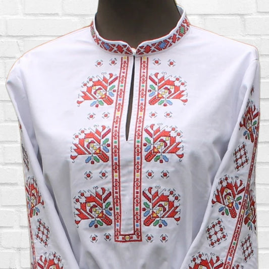 Women's long shirt with rich embroidery