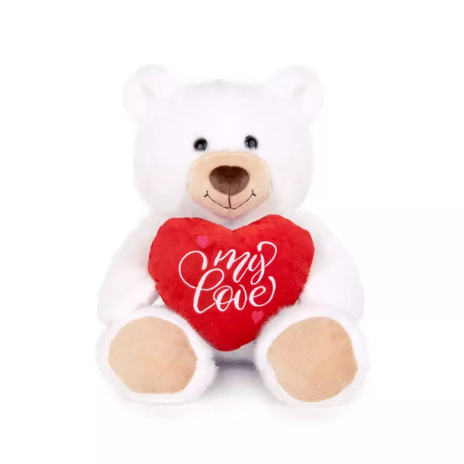 030193 Плюшено мече със сърце „My Love“-Бяло-32 см.