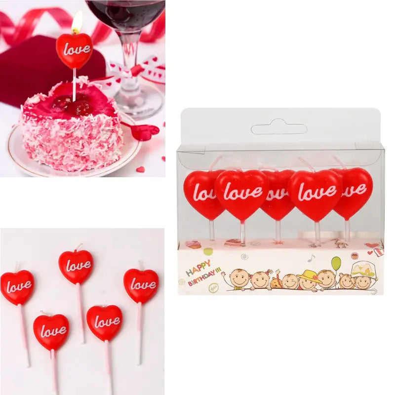 56671 Свещички - сърца "LOVE" /5 броя/