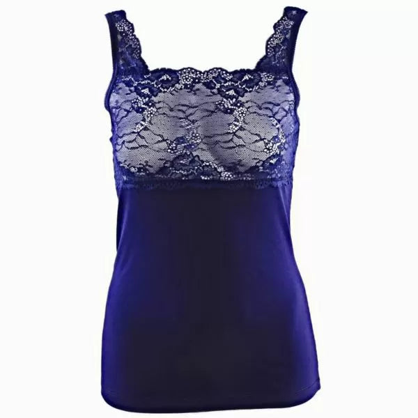 327 Дамски потник памук и дантела Dark blue lace