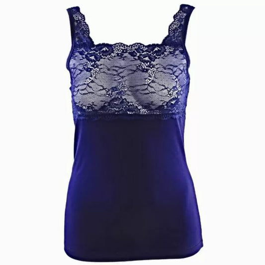 327 Дамски потник памук и дантела Dark blue lace
