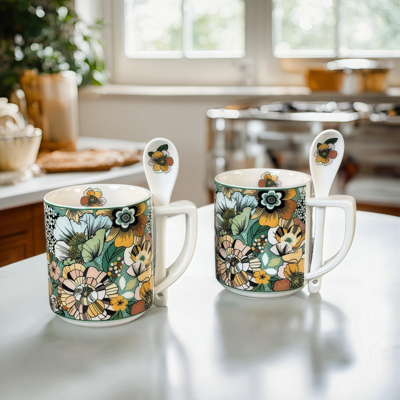 79035008 Комплект две чаши с чинийки - Цветен полъх 270мл