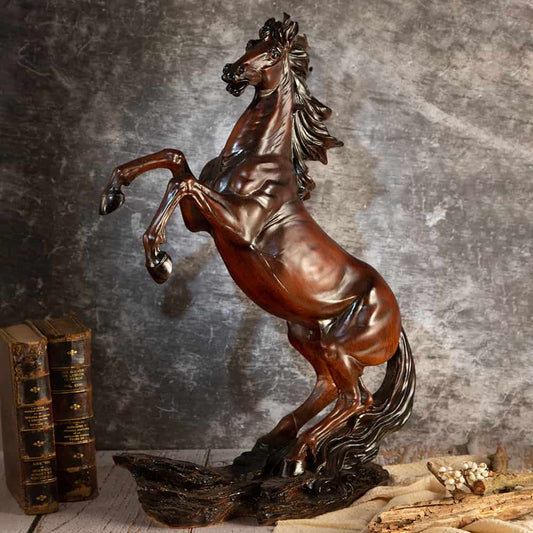 Decorative statuette of a horse standing on its hind legs