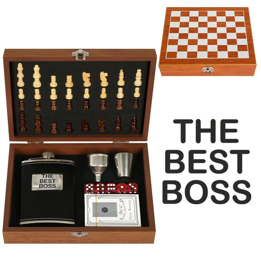 85102-3 : Set of flask with chess and accessories "The best BOSS"