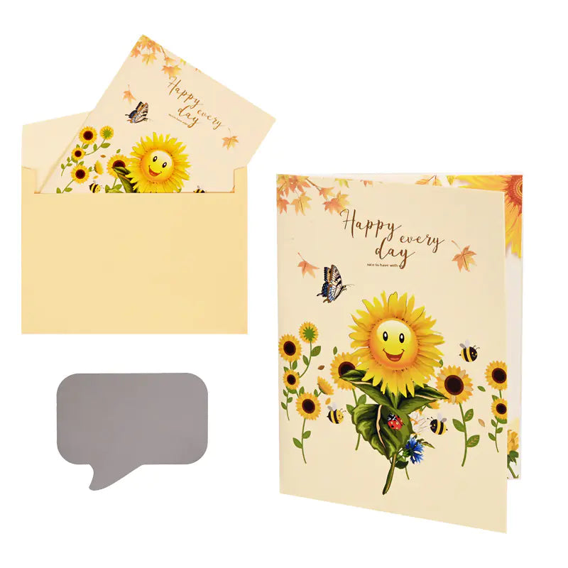 86294-1 Луксозна 3D картичка "Букет Слънчогледи"