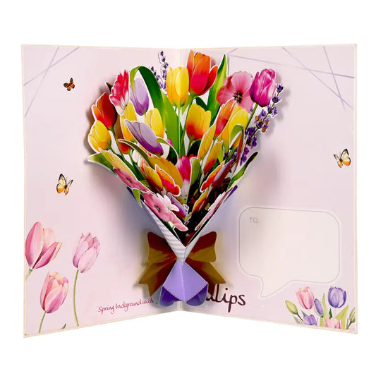 86294-2 Луксозна 3D картичка "Букет Лалета"