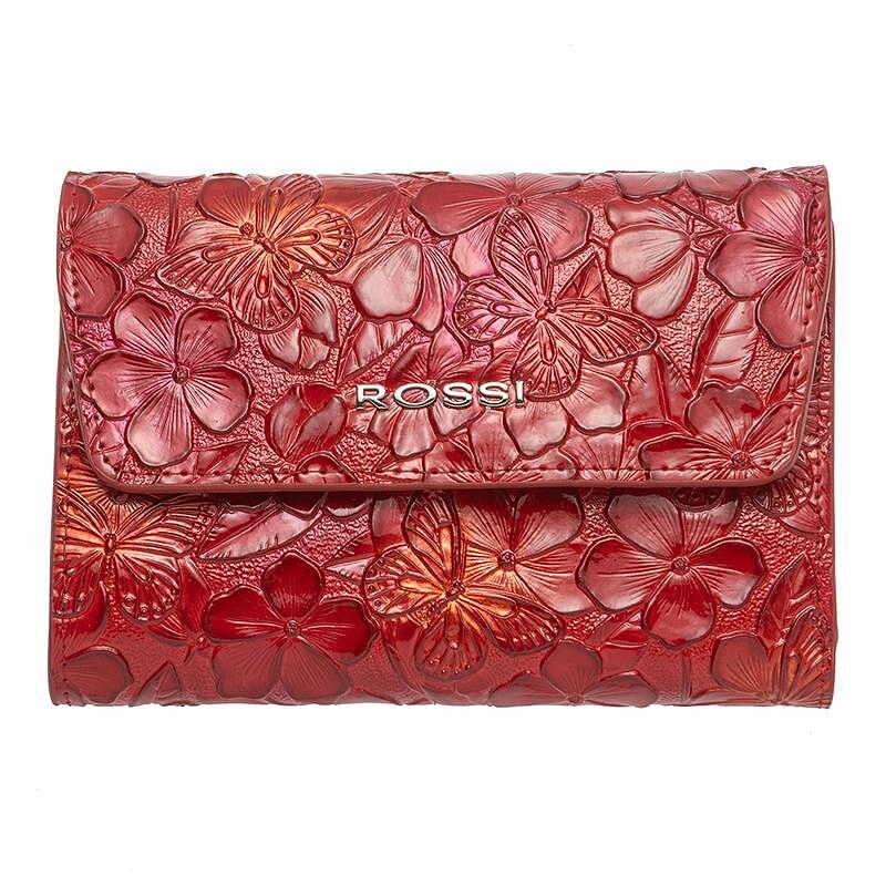 RSC3520: Дамско червено портмоне с цветя ROSSI