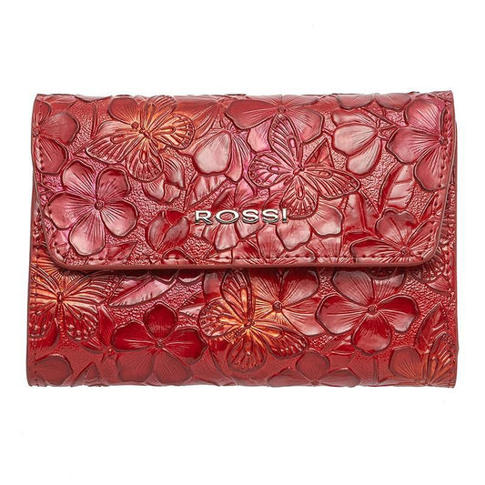RSC3520: Дамско червено портмоне с цветя ROSSI