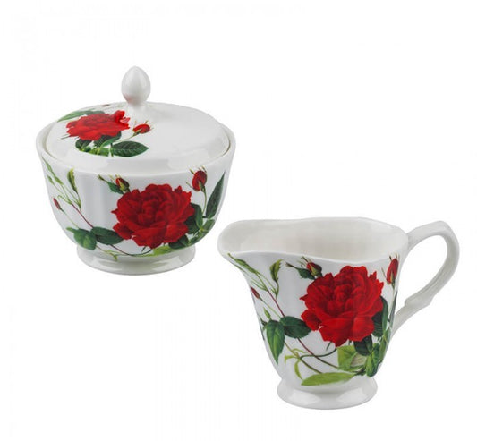 Set of porcelain jug and sugar bowl - Lancaster Roses