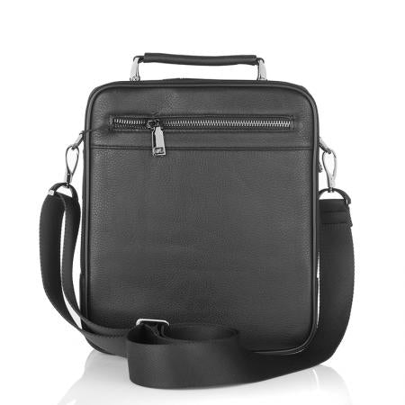 SFH06: Мъжка черна кожена чанта SILVER FLAME