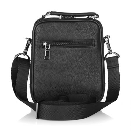 SFH03: Мъжка черна кожена чанта SILVER FLAME