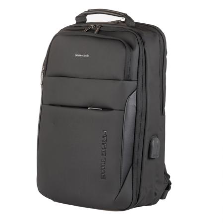 PCL214B: Pierre Cardin Men's Black Backpack