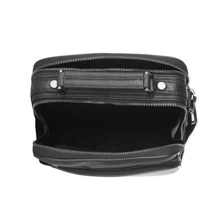 SFH06: Мъжка черна кожена чанта SILVER FLAME