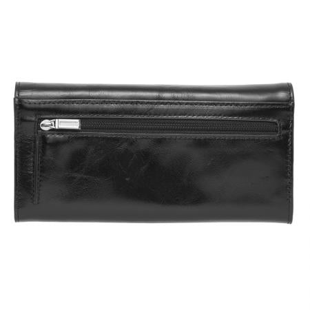 RSC0135: Дамско портмоне черно с гладка кожа - ROSSI