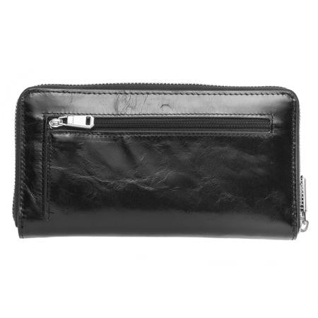 RSC0435: Дамско портмоне черно с гладка кожа - ROSSI