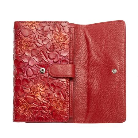 RSC3420: Дамско портмоне цвят червен с цветя - ROSSI