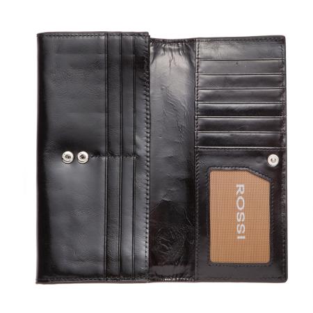 RSC3335: Дамско портмоне черно с гладка кожа - ROSSI