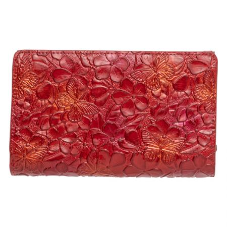 RSC3420: Дамско портмоне цвят червен с цветя - ROSSI