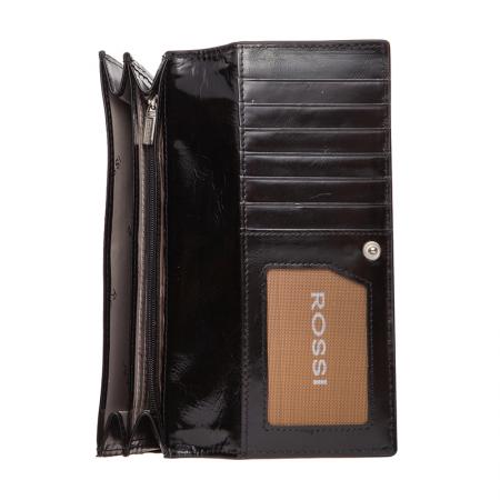 RSC3335: Дамско портмоне черно с гладка кожа - ROSSI