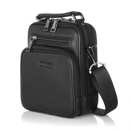 SFH03: Мъжка черна кожена чанта SILVER FLAME