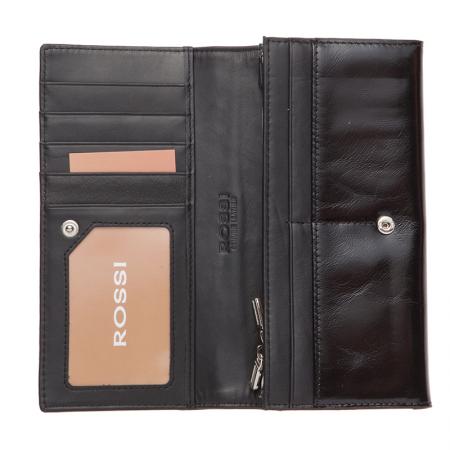 RSC0135: Дамско портмоне черно с гладка кожа - ROSSI