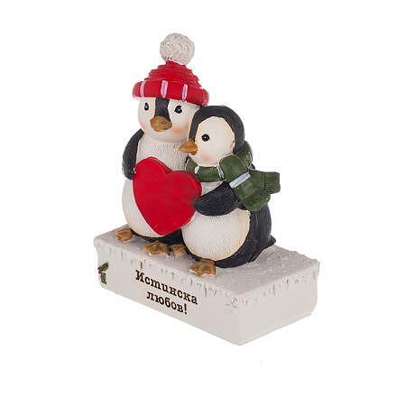 KN016: Коледни пингвинчета с надпис: Истинска любов!