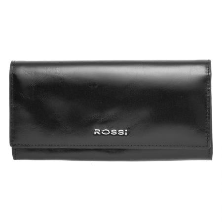 RSC3335: Дамско портмоне черно с гладка кожа - ROSSI