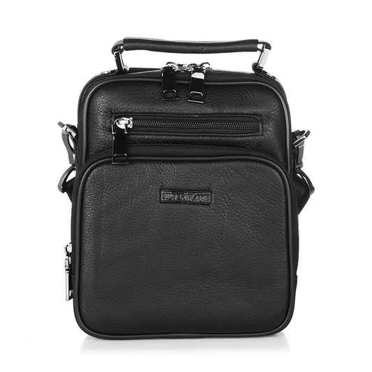 SFH03: Мъжка черна кожена чанта SILVER FLAME