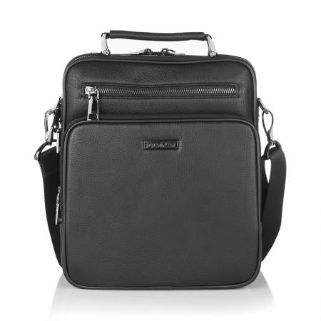 SFH06: Мъжка черна кожена чанта SILVER FLAME