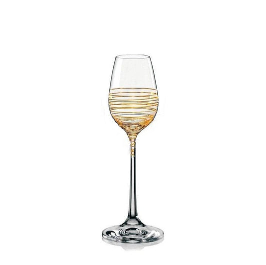 Viola Gold Spiral brandy glasses by Bohemia Crystalex 