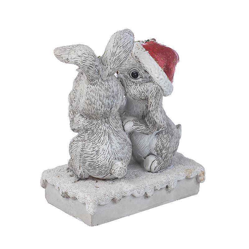 KN079 : Коледна статуетка зайчета с надпис ,,Ти стопляш сърцето ми!''