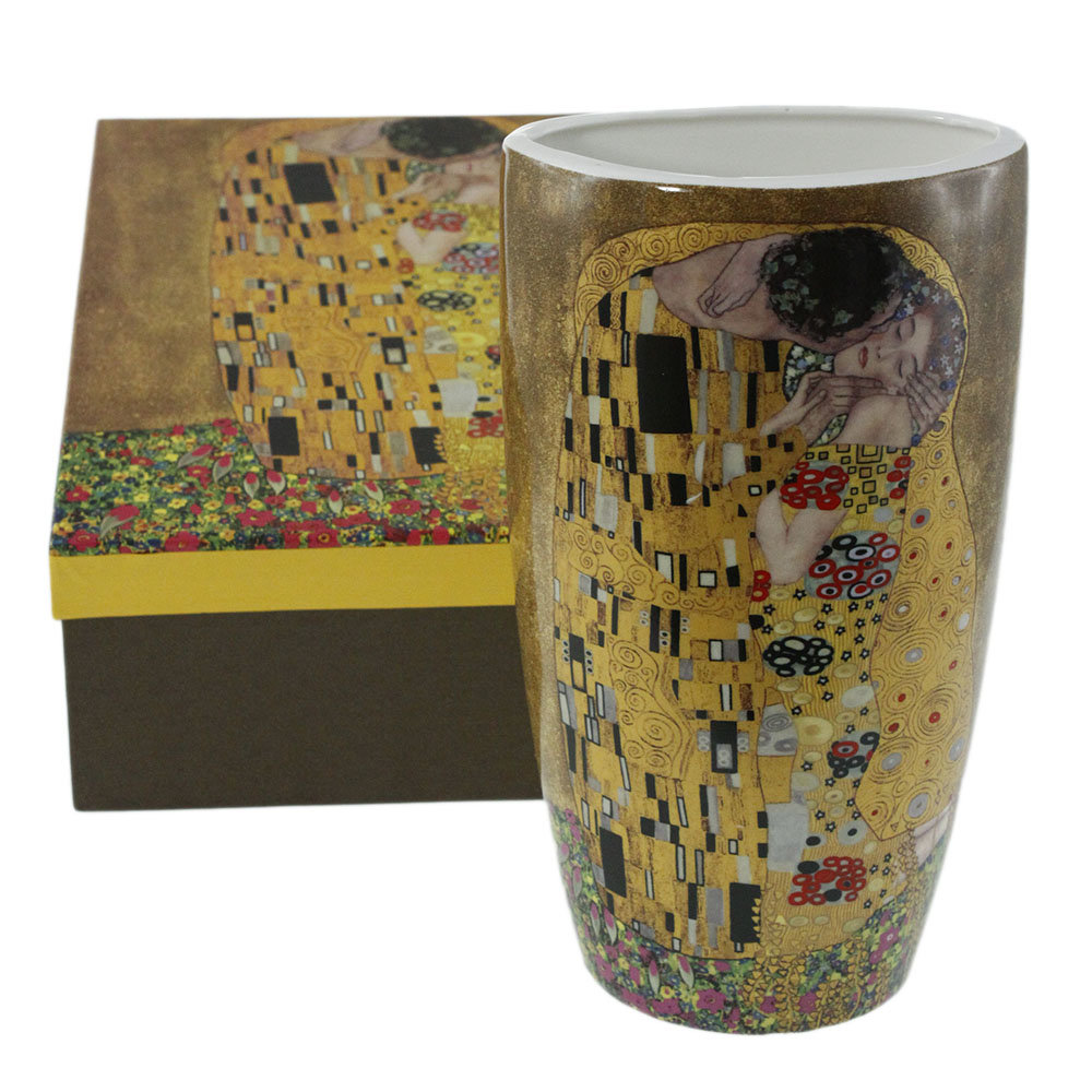 71024762 Порцеланова ваза от серията Целувката на златен фон - 25см