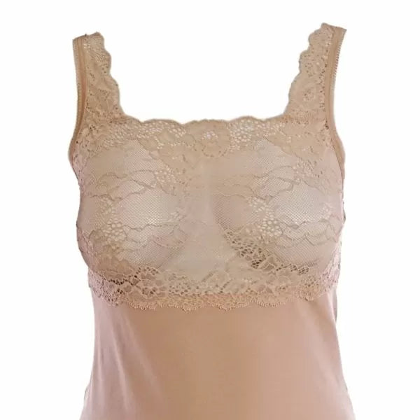 327 Дамски памучен потник с широка дантела Beige lace